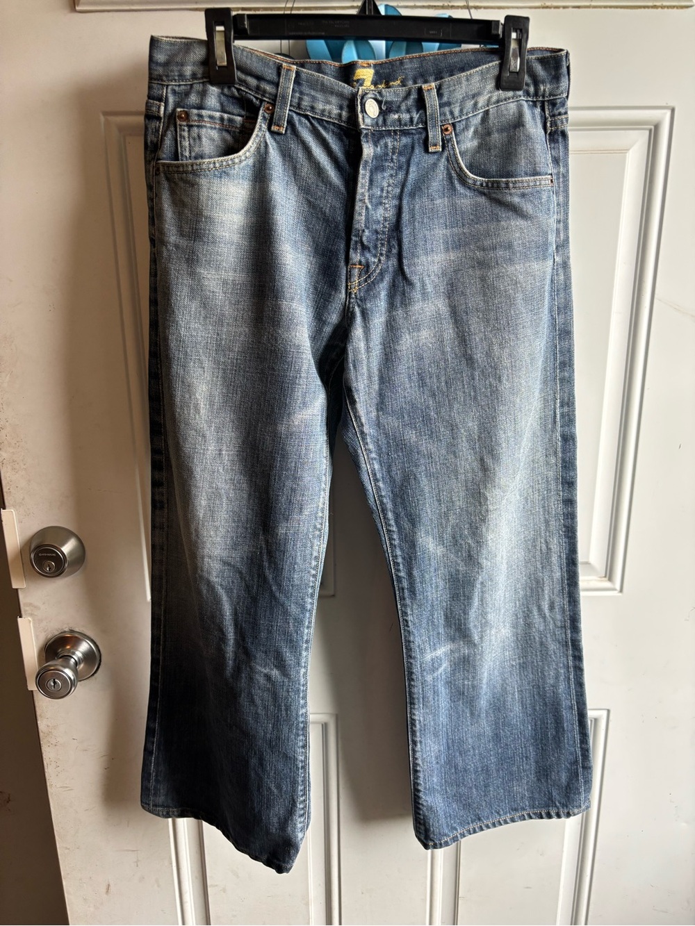 7 For All Mankind Women's Light Blue Straight Leg Jeans